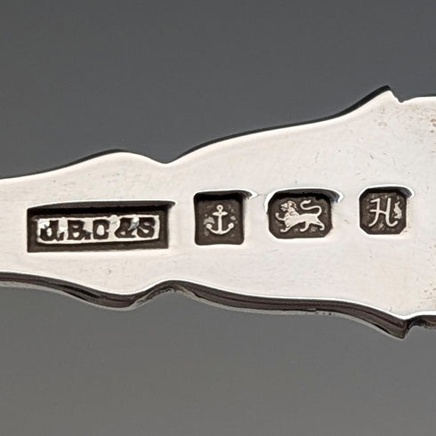 1982年 英国ヴィンテージ 純銀製 ティーキャディースプーン 13g クローバー装飾 J B Chatterley