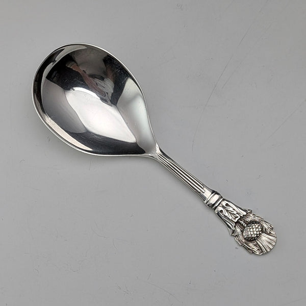 1982 British vintage sterling silver tea caddy spoon 13g with thistle decoration JB Chatterley