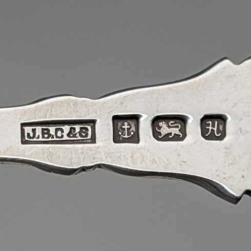 1982年 英国ヴィンテージ 純銀製 ティーキャディースプーン 13g アザミ装飾 J B Chatterley