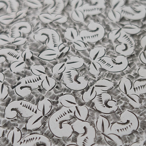 1906年 英国アンティーク フローラル彫刻 純銀製カードケース 51g William Atkin