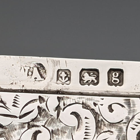 1906年 英国アンティーク フローラル彫刻 純銀製カードケース 51g William Atkin