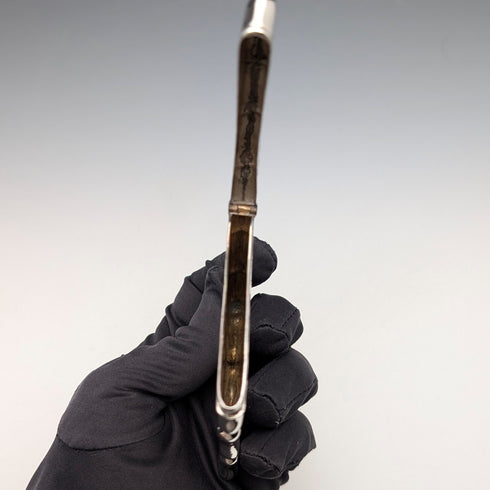 1906年 英国アンティーク フローラル彫刻 純銀製カードケース 51g William Atkin