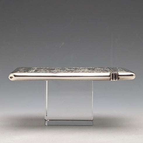 1881年 英国アンティーク シェイクスピア彫刻 純銀製カードケース 77g George Unite