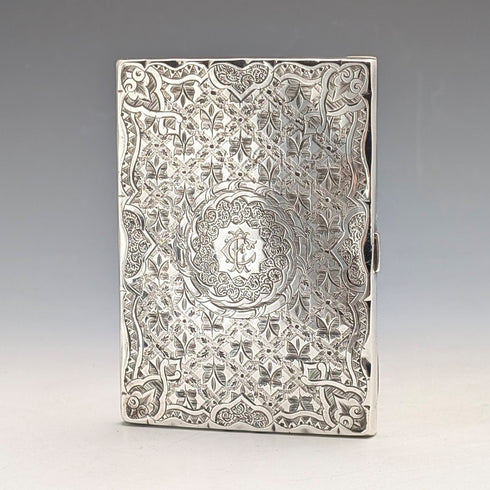 1875年 英国アンティーク 純銀製 両開き型カードケース 75g Frederick Marson
