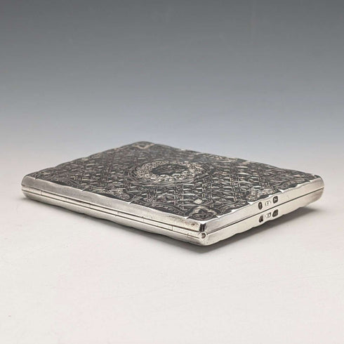 1875年 英国アンティーク 純銀製 両開き型カードケース 75g Frederick Marson