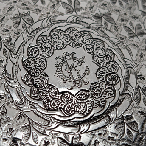 1875年 英国アンティーク 純銀製 両開き型カードケース 75g Frederick Marson