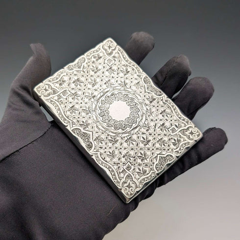 1875年 英国アンティーク 純銀製 両開き型カードケース 75g Frederick Marson