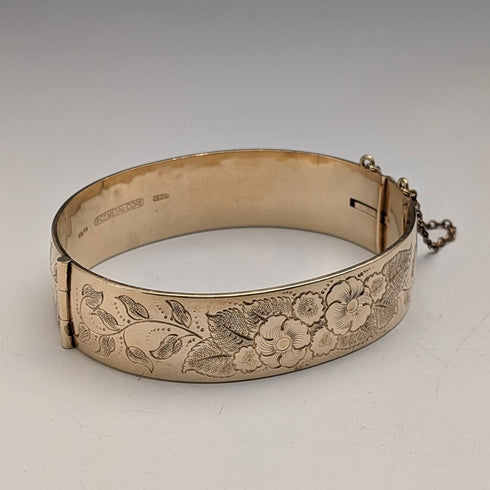 ヴィンテージ 9ctゴールドフィルド製 フローラル彫刻 ブレスレット L&Co