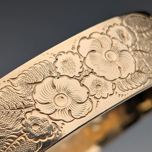 ヴィンテージ 9ctゴールドフィルド製 フローラル彫刻 ブレスレット L&Co