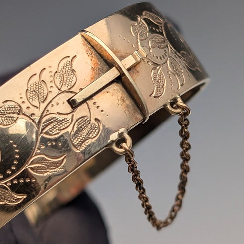 ヴィンテージ 9ctゴールドフィルド製 フローラル彫刻 ブレスレット L&Co