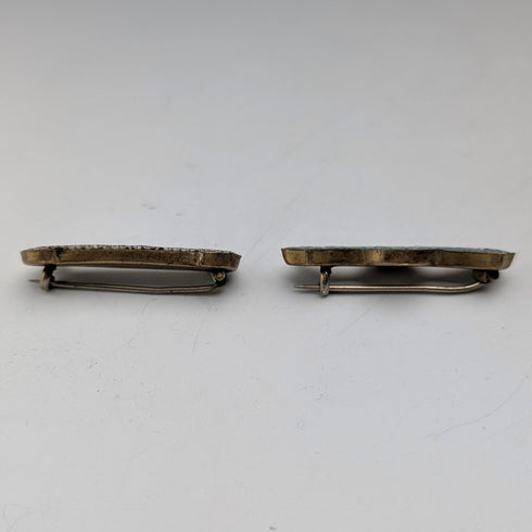 一對帶有花卉裝飾的復古微馬賽克胸針