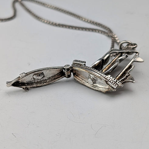 復古帆船吊墜搭配純銀項鍊