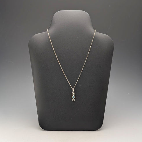 復古純銀和藍寶石吊墜,搭配純銀項鍊