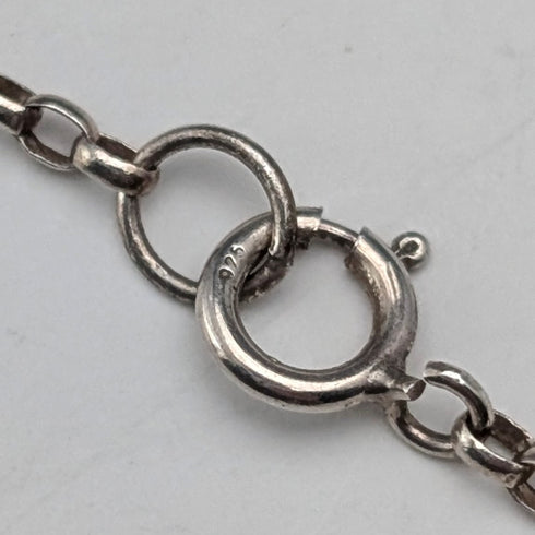 復古純銀和藍寶石吊墜,搭配純銀項鍊