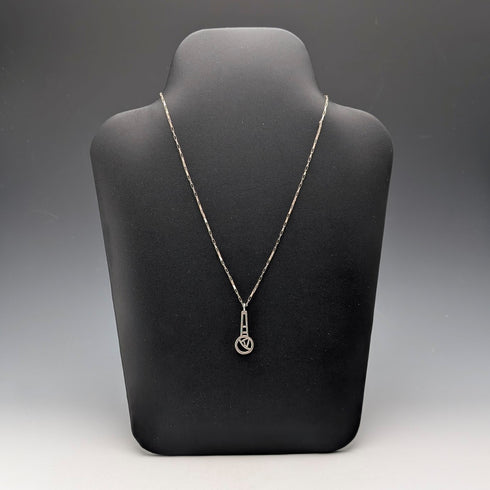 Vintage Arts & Crafts Design Sterling Silver Pendant with Sterling Silver Necklace