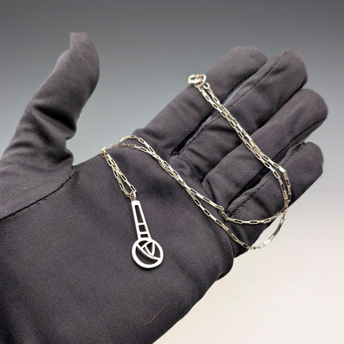 Vintage Arts & Crafts Design Sterling Silver Pendant with Sterling Silver Necklace