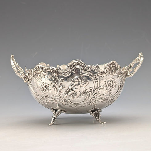 1900年頃 ドイツアンティーク 800シルバー製 2ハンドルボウル 140g