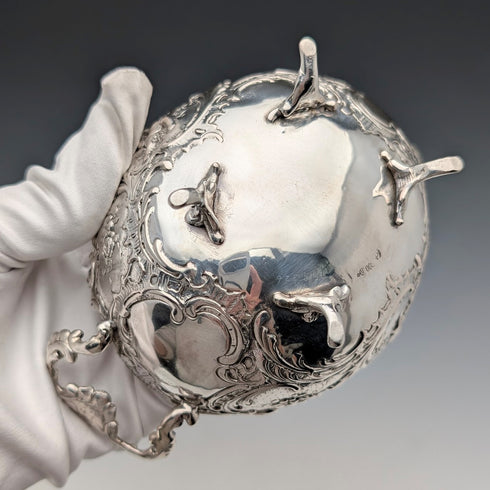 1900年頃 ドイツアンティーク 800シルバー製 2ハンドルボウル 140g