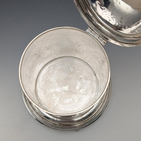 英国アンティーク シルバープレート製 鳥装飾 ビスケットバレル