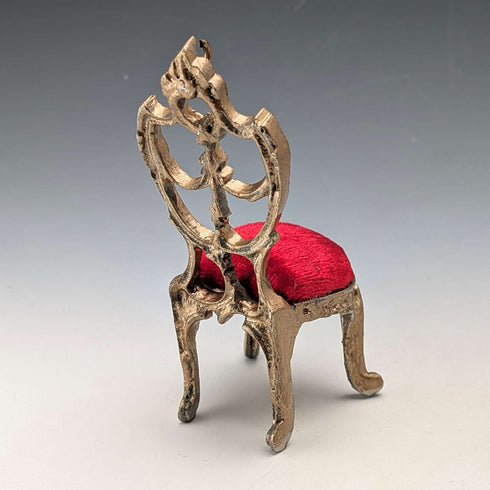 1920s Antique Brass Chair Pocket Watch Holder with Red Velvet Sheet