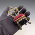 1920s Antique Brass Chair Pocket Watch Holder with Bordeaux Velour Seat