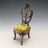 1920s Antique Brass Chair-Shaped Pocket Watch Holder with Yellow Embroidered Seat