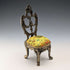 1920s Antique Brass Chair-Shaped Pocket Watch Holder with Yellow Embroidered Seat