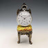 1920s Antique Brass Chair-Shaped Pocket Watch Holder with Yellow Embroidered Seat