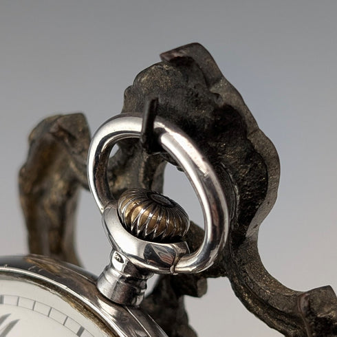 20 世紀 20 年代古董黃銅椅形懷錶架,帶黃色刺繡座椅