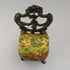 1920s Antique Brass Chair-Shaped Pocket Watch Holder with Yellow Embroidered Seat
