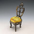 1920s Antique Brass Chair-Shaped Pocket Watch Holder with Yellow Embroidered Seat