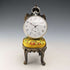 1920s Antique Brass Chair-Shaped Pocket Watch Holder with Yellow Embroidered Seat