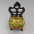 1920s Antique Brass Chair-Shaped Pocket Watch Holder with Yellow Embroidered Seat