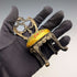 1920s Antique Brass Chair-Shaped Pocket Watch Holder with Yellow Embroidered Seat