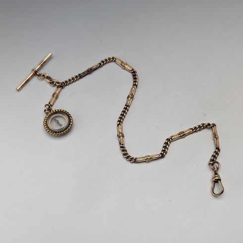 Antique Rold Gold Fancy Link Albert Chain Compass Fob