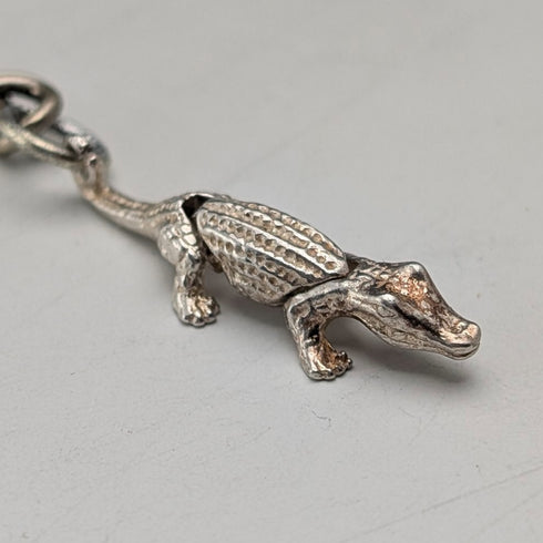 Antique Nickel Silver Albert Chain Crocodile Fob