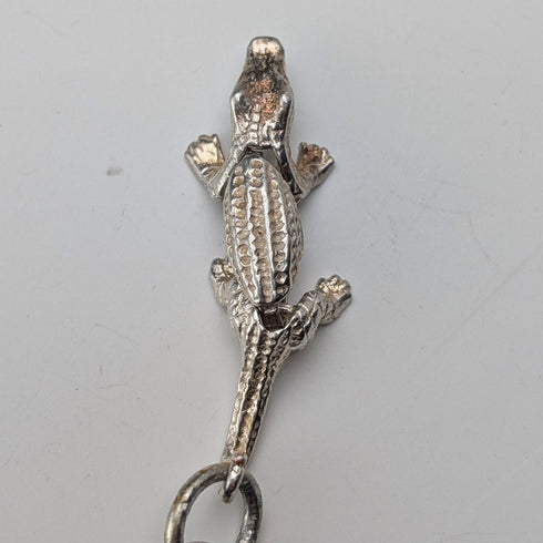 Antique Nickel Silver Albert Chain Crocodile Fob