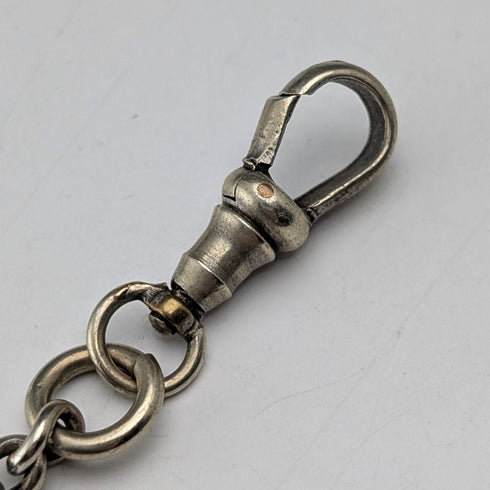 Antique Nickel Silver Albert Chain Crocodile Fob