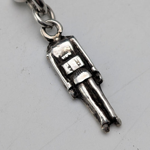 Circa 1900 British Antique Sterling Silver Albert Chain 45g Soldier Fob