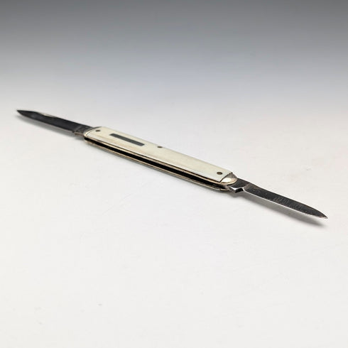 英国ヴィンテージ 象牙風樹脂ハンドル ダブルブレード 折りたたみナイフ