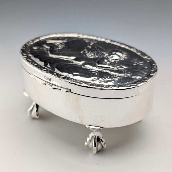 1903 British antique sterling silver jewelry box 111g George Nathan&Ridley Hayes