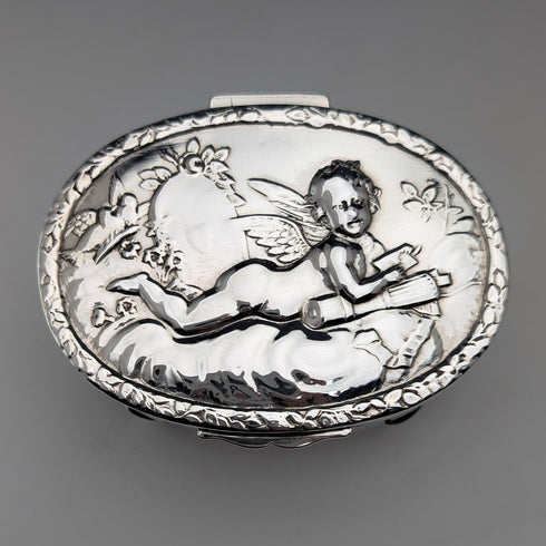 1903 British antique sterling silver jewelry box 111g George Nathan&Ridley Hayes