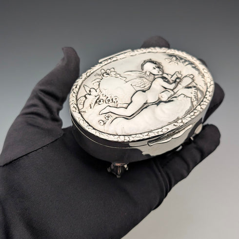 1903 British antique sterling silver jewelry box 111g George Nathan&Ridley Hayes