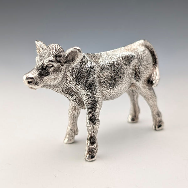 British sterling silver miniature calf figurine, 140g, JB Plating Co.