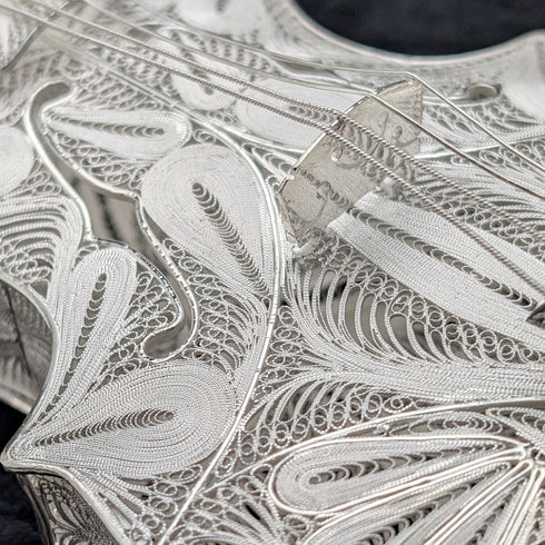 ヴィンテージ 純銀フィリグリー製 バイオリンミニチュア ケース入