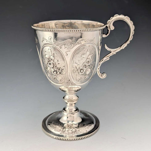 1860年 英国アンティーク 純銀製 脚付きカップ 153g James Beebe