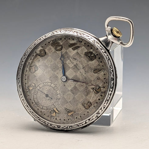 古董瑞士 CORGEMONT 懷錶,裝飾藝術風格,銀色側面開面,運作良好