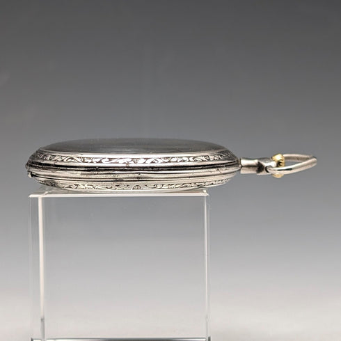 古董瑞士 CORGEMONT 懷錶,裝飾藝術風格,銀色側面開面,運作良好