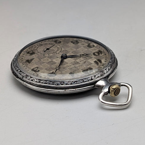 古董瑞士 CORGEMONT 懷錶,裝飾藝術風格,銀色側面開面,運作良好