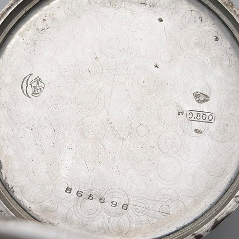 古董瑞士 CORGEMONT 懷錶,裝飾藝術風格,銀色側面開面,運作良好